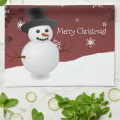 Red Snowman Winter Scene Kerstmis Kitchen Towel Theedoek (Gevouwen)