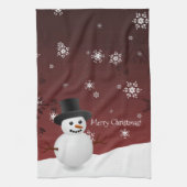 Red Snowman Winter Scene Kerstmis Kitchen Towel Theedoek (Verticaal)