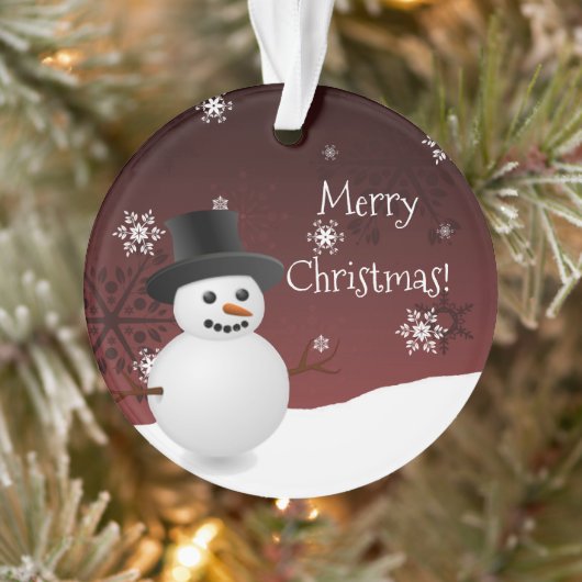 Red Snowman Winter Scene kerstversiering Ornament (Boom)