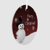 Red Snowman Winter Scene kerstversiering Ornament (voorkant)