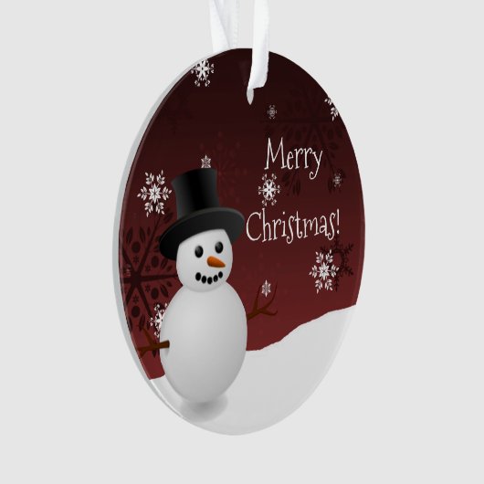 Red Snowman Winter Scene kerstversiering Ornament (voorkant)