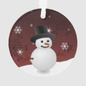 Red Snowman Winter Scene kerstversiering Ornament (achterkant)