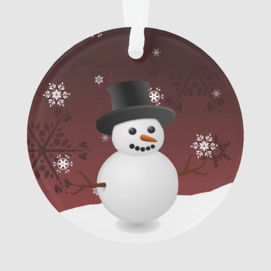 Red Snowman Winter Scene kerstversiering Ornament (achterkant)