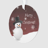 Red Snowman Winter Scene kerstversiering Ornament (voorkant)