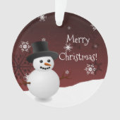 Red Snowman Winter Scene kerstversiering Ornament (voorkant)