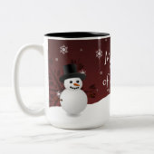 Red Snowman Winter Scene Mok met kerstmis (Links)