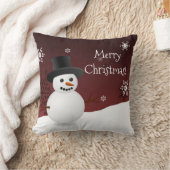Red Snowman Winter Scene Sierkussen met kerstmis (Deken)