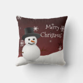 Red Snowman Winter Scene Sierkussen met kerstmis (Achterkant)