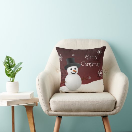 Red Snowman Winter Scene Sierkussen met kerstmis (Stoel)