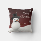 Red Snowman Winter Scene Sierkussen met kerstmis (Voorkant)