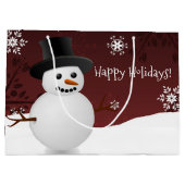 Red Snowman Winter Scenery kerstcadeau Groot Cadeauzakje (Achterkant)