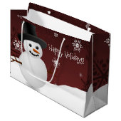 Red Snowman Winter Scenery kerstcadeau Groot Cadeauzakje (Voorkant Gekanteld)