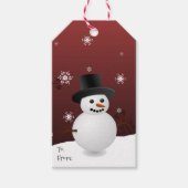 Red Snowman Winter Scenery kerstcadeau Label Cadeaulabel (Voorkant)