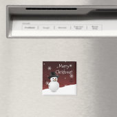 Red Snowman Winter Scenery kerstmagneet Magneet (Insitu (Vaatwasser))