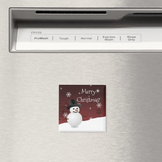 Red Snowman Winter Scenery kerstmagneet Magneet (Insitu (Vaatwasser))