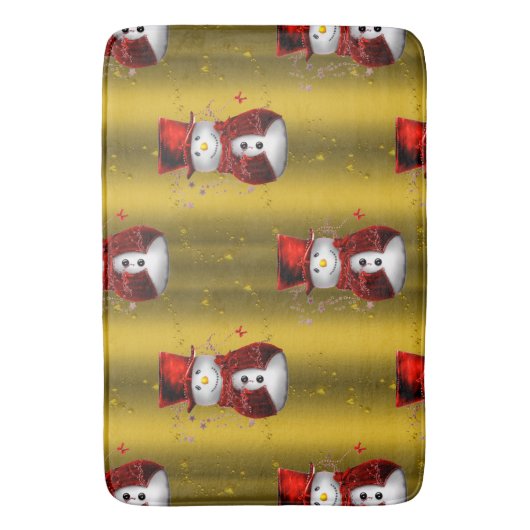 Red Snowmen op Gold Badmat (Voorkant Verticaal)