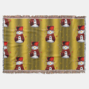 Red Snowmen op Gold Deken