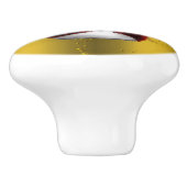 Red Snowmen op Gold Keramische Knop (Zijkant)