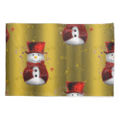 Red Snowmen op Gold Kussensloop (Achterkant)