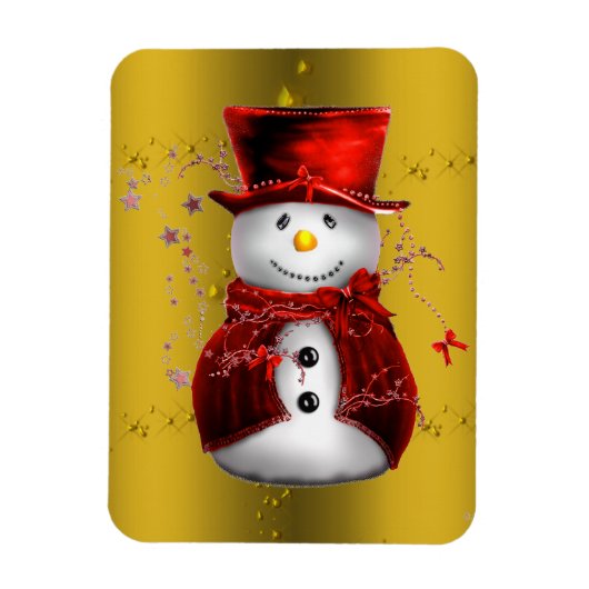 Red Snowmen op Gold Magneet (Verticaal)