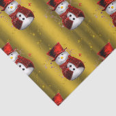 Red Snowmen op gouden kerst Tissuepapier (Detail)