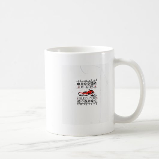 Red Snowmobile Holiday Sweater Merry Sledmas Ugly  Koffiemok (Rechts)