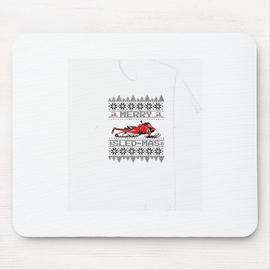 Red Snowmobile Holiday Sweater Merry Sledmas Ugly Muismat (Voorkant)