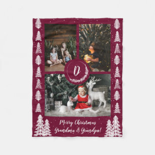 Red Snowy kerstbomen Holiday Fleece Deken