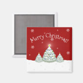 Red Snowy kerstboom Magnet (Voorkant / Achterkant)