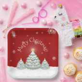 Red Snowy kerstboompapier Bord (Feest)