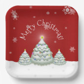 Red Snowy kerstboompapier Bord (Voorkant)