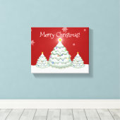 Red Snowy-kerstboomschilderij — Afdrukken (Insitu (Houten vloer))