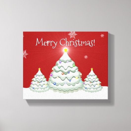 Red Snowy-kerstboomschilderij — Afdrukken (Voorkant)