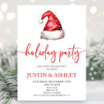 Red Snowy Santa Hat Kerstvakantie feestje Kaart<br><div class="desc">Dit is een Red Snowy Santa Hat Christmas Holiday Party uitnodiging!</div>