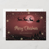 Red Snowy Sneeuwvlokken Vrolijk Kerstfeest Feestdagenkaart (Voorkant / Achterkant)