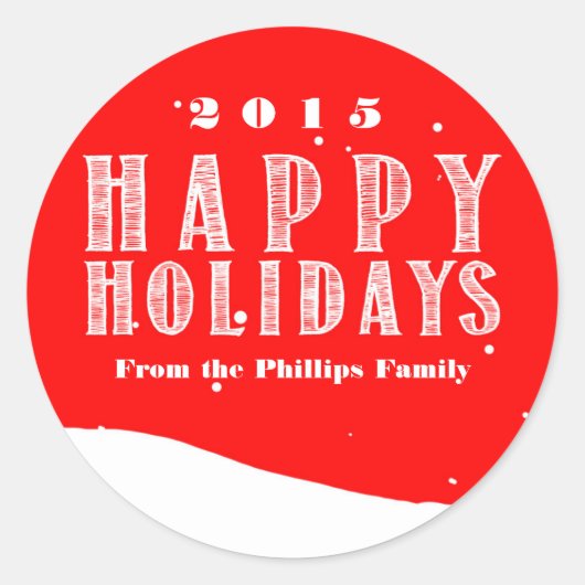 Red Snowy Snowball Kerst Kaart Vakantie Sticker (Voorkant)