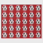 Red Soccer Football Balls Kinder naam kerst Cadeaupapier (Vlak)