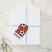 Red Soccer Kerststripper Festive Ball & Snow Cadeaulabel (Met Touw)