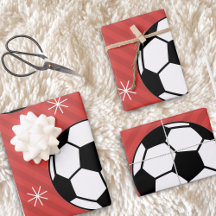 Red Soccer Kerststripper Festive Ball & Snow