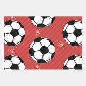 Red Soccer Kerststripper Festive Ball & Snow Inpakpapier Vel (Voorkant 3)