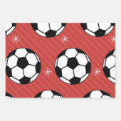 Red Soccer Kerststripper Festive Ball & Snow Inpakpapier Vel (Voorkant 2)