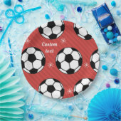 Red Soccer Kerststripper Festive Ball & Snow Papieren Bordje (Feest)