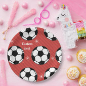 Red Soccer Kerststripper Festive Ball & Snow Papieren Bordje (Feest)