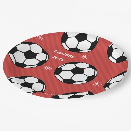 Red Soccer Kerststripper Festive Ball & Snow Papieren Bordje (Gekanteld)