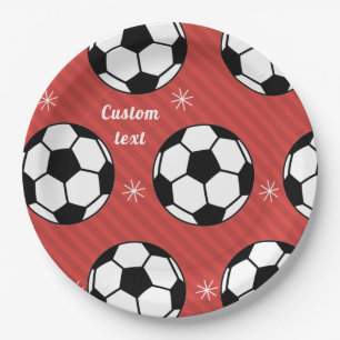Red Soccer Kerststripper Festive Ball & Snow Papieren Bordje