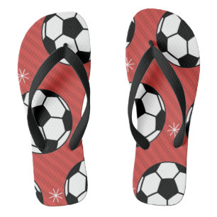 Red Soccer Kerststripper Festive Ball & Snow Teenslippers