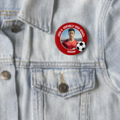 Red Soccer Player Photo High School Spirit Ronde Button 5,7 Cm (In situ)