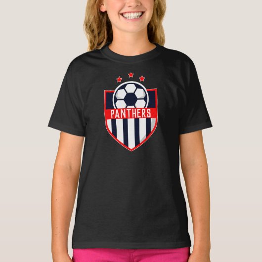 Red Soccer Shield Team, Player Name en Number T-shirt (Voorkant)