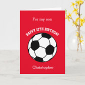 Red Soccer Sport 12th Birthday Card Kaart (Gele Bloem)