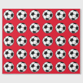 Red Soccer Sports Wrapping Paper Cadeaupapier (Vlak)